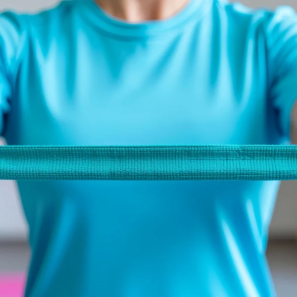 Begleitete Stabilisationsübung in der Krankengymnastik mit Miniband.